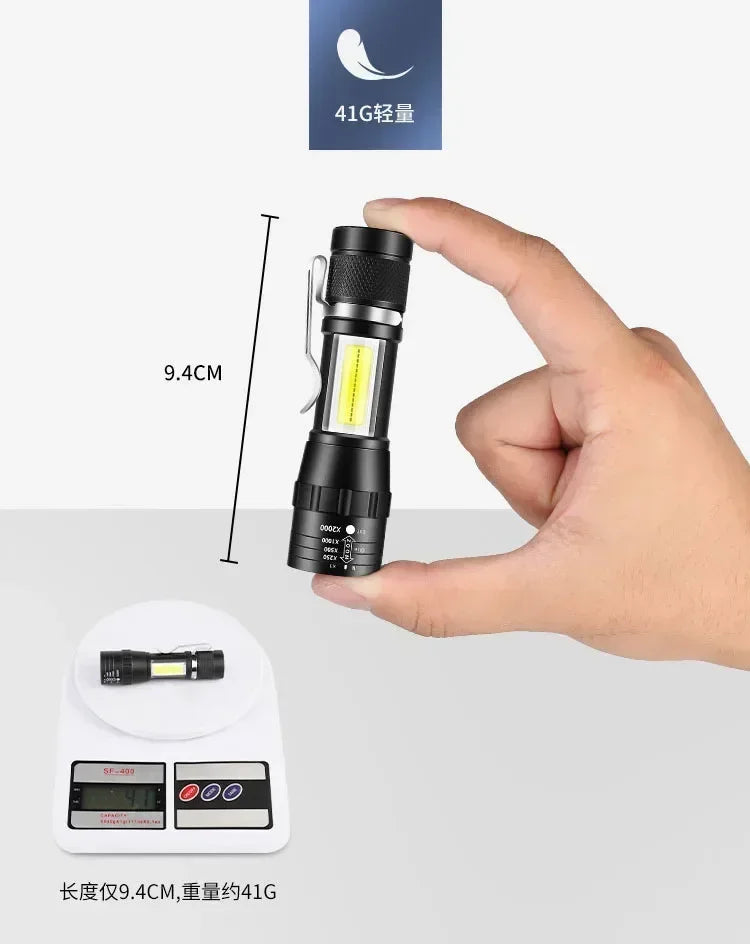 Mini Portable Flashlight Zoomable Rechargeable