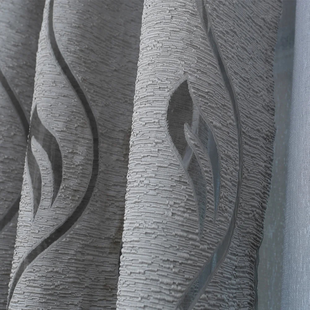 Grey Jacquard Curtains 1PC