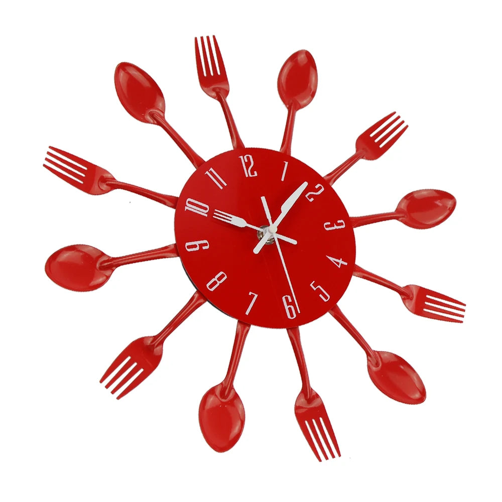 Kitchen Wall Clock Spoon Fork