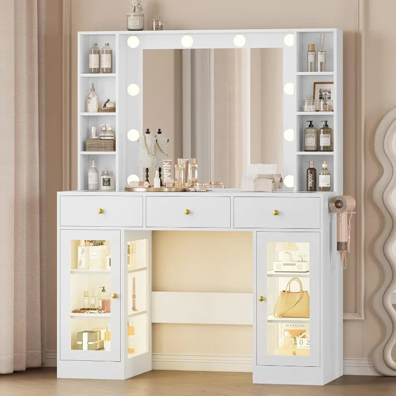 Makeup Vanity Desk with Mirror and Lights