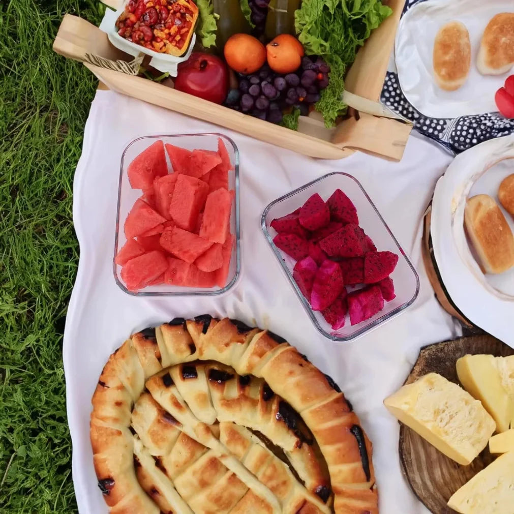 Rectangular  Set of 4 Glass Containers
