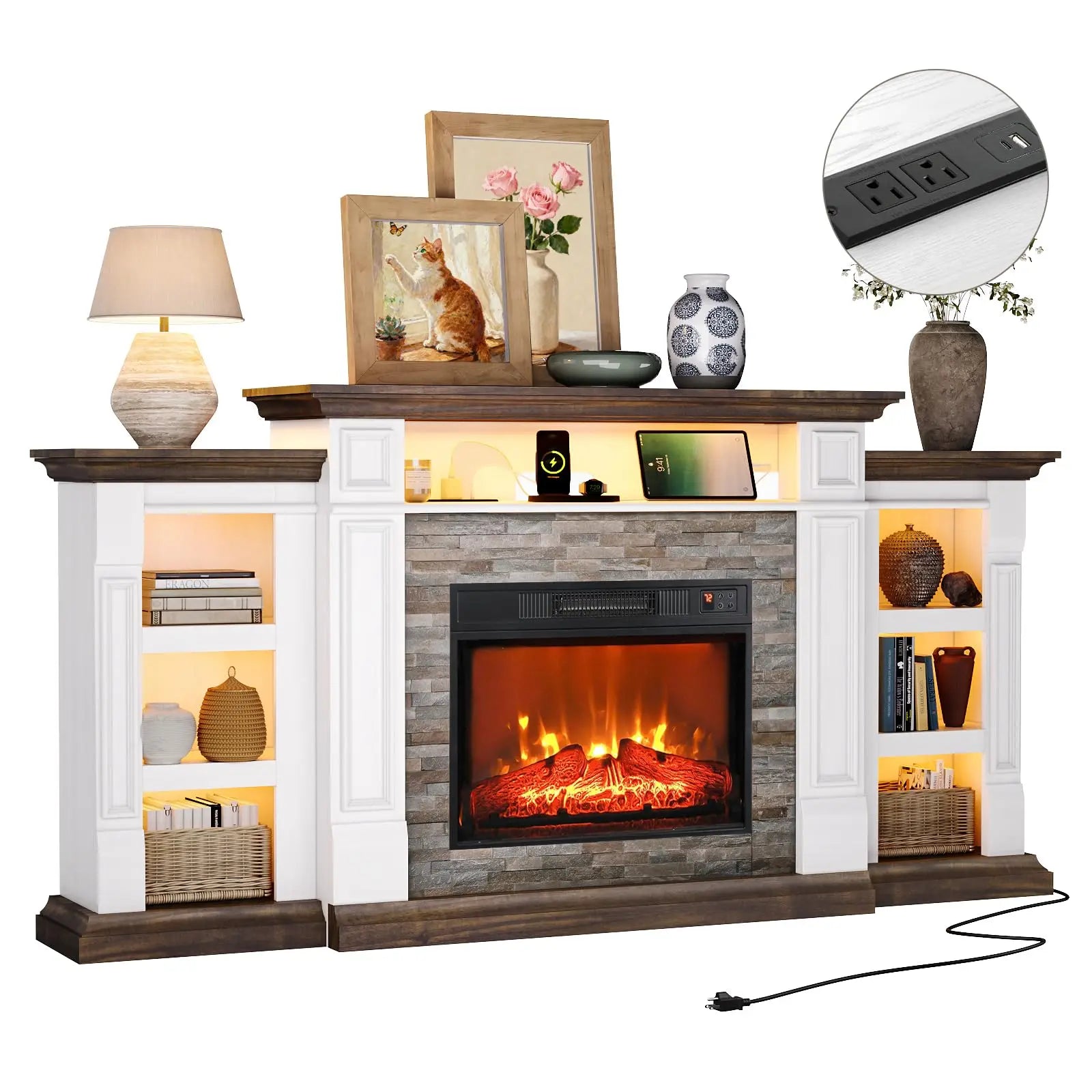 Electric Fireplace with Mantel