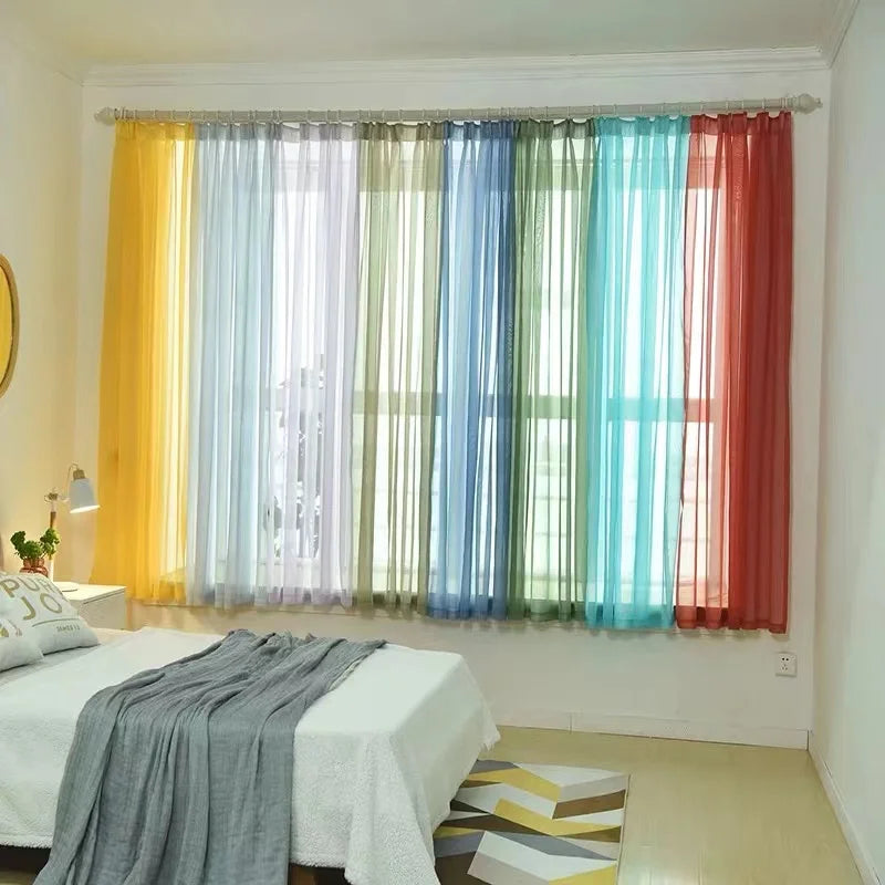 Solid Color Voile Sheer Tulle Curtains