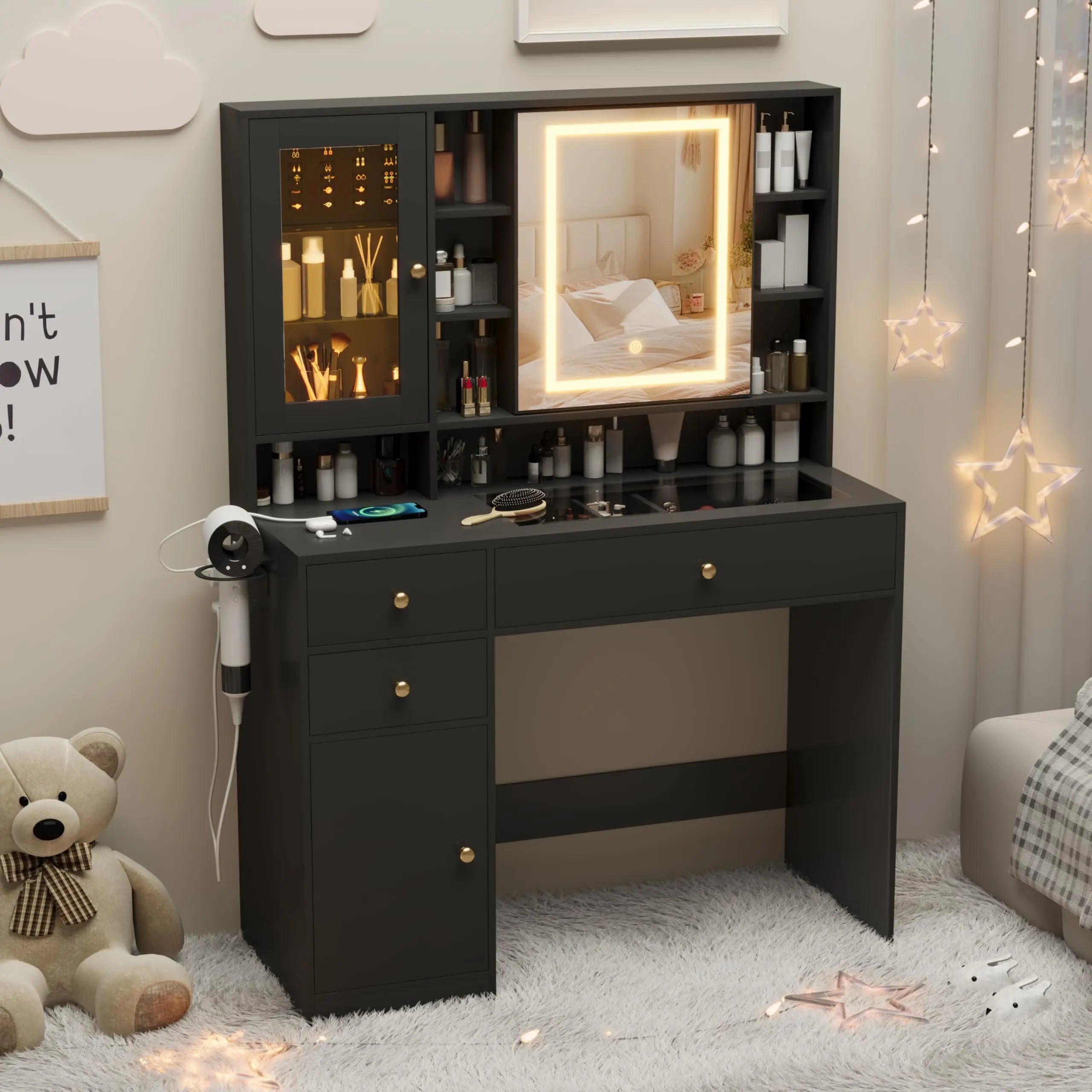 Makeup Vanity Desk with Mirror and Lights