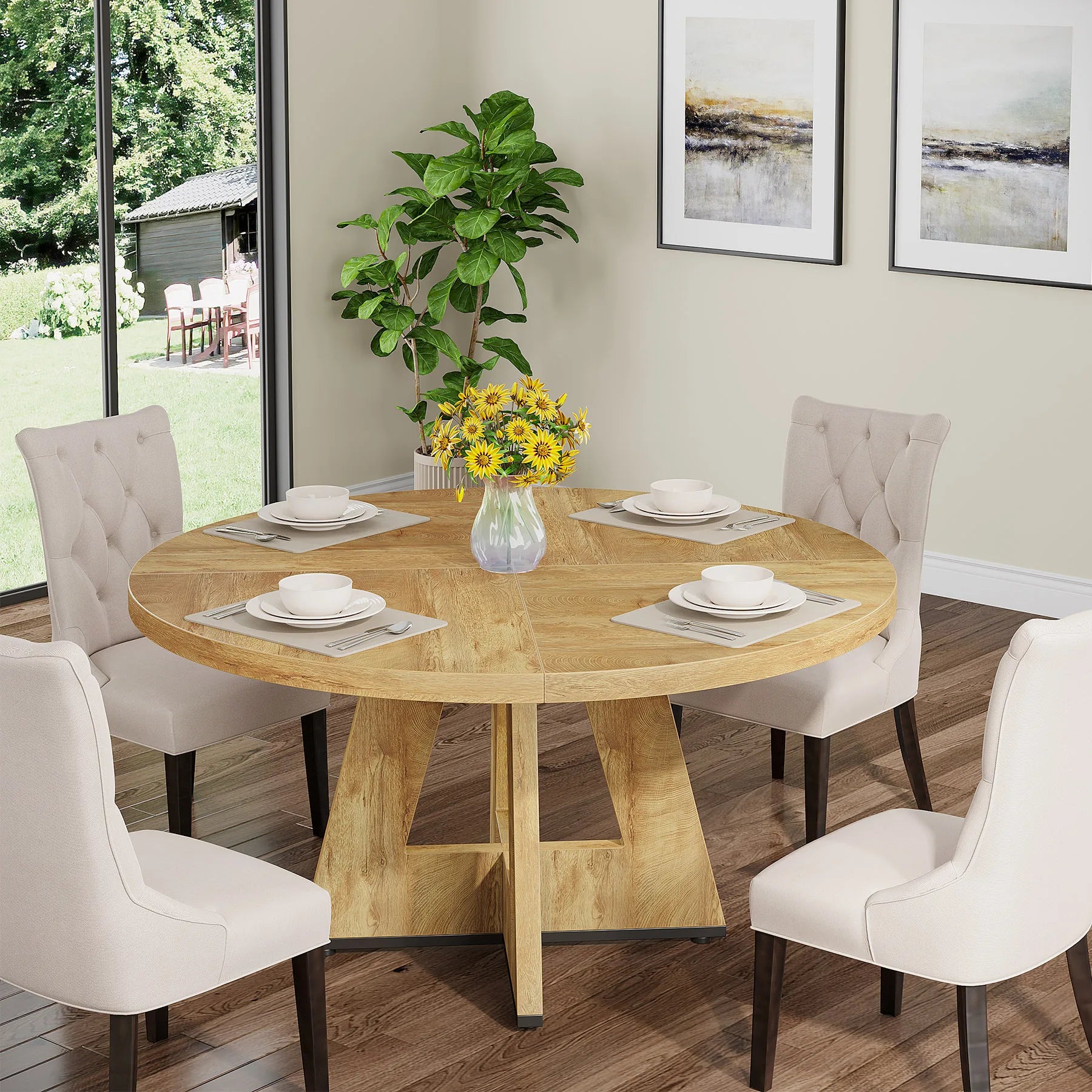 Round Dining Table for 4,