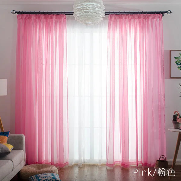 Solid Color Voile Sheer Tulle Curtains