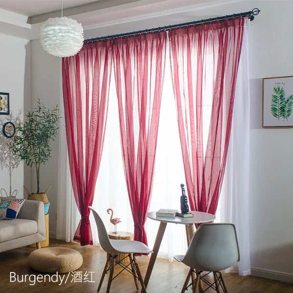 Solid Color Voile Sheer Tulle Curtains