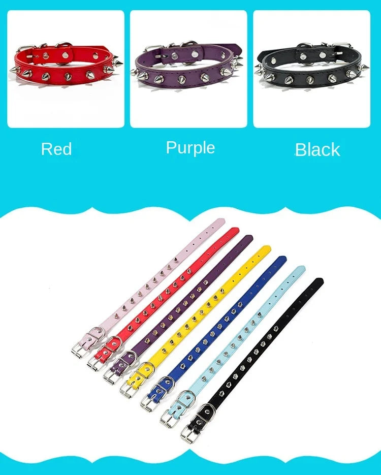 Harp Spiked Studded Leather Dog Collar
