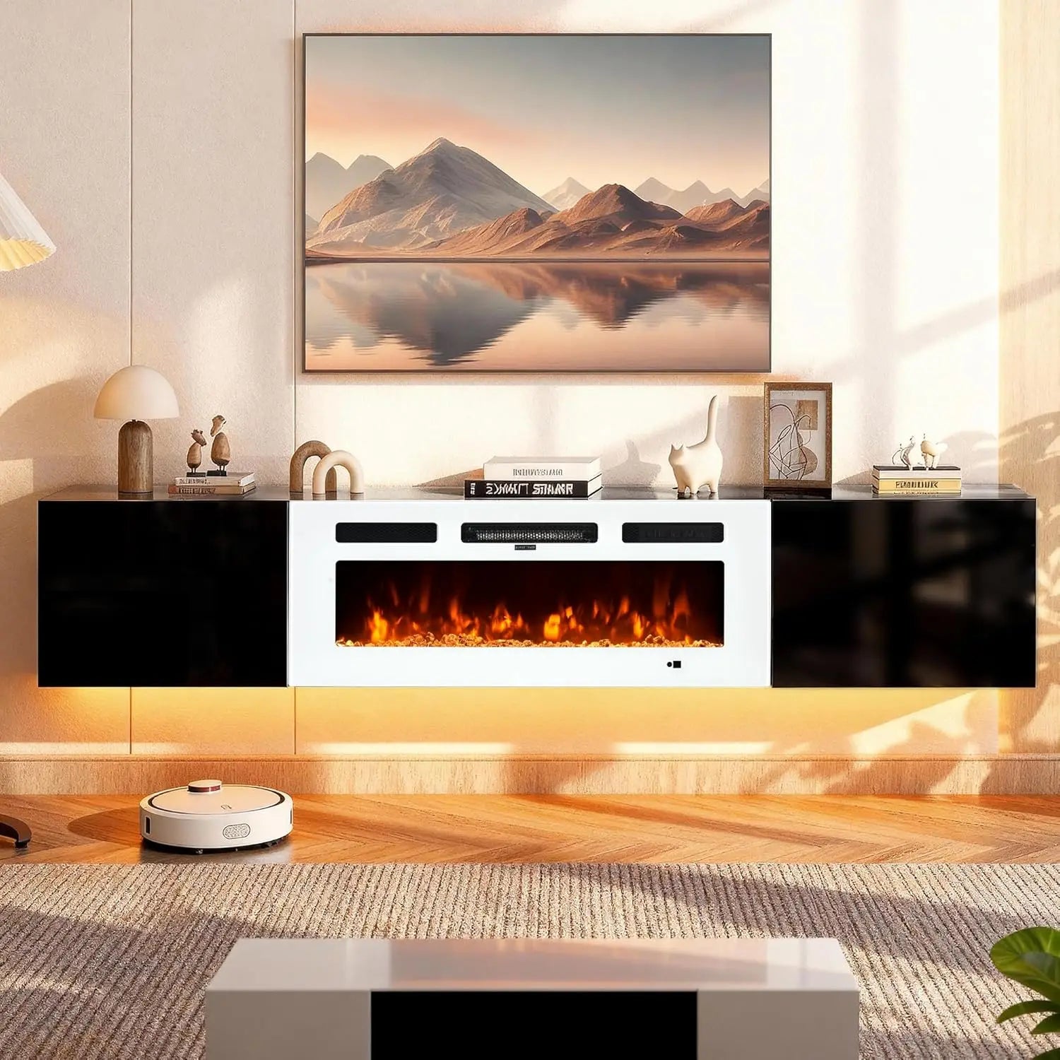 70'' Floating TV  Electric Fireplace