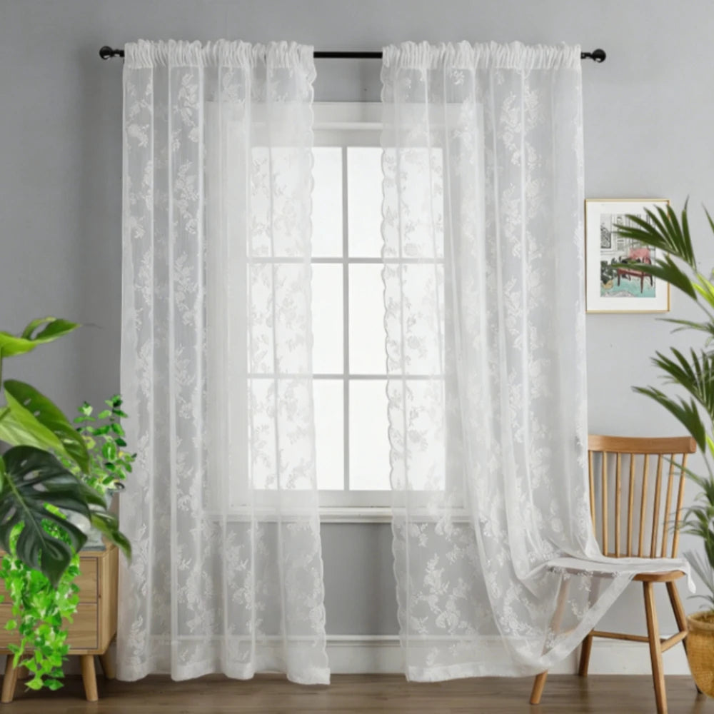 2 Panels Vintage Lace Long-Romantic Flowers