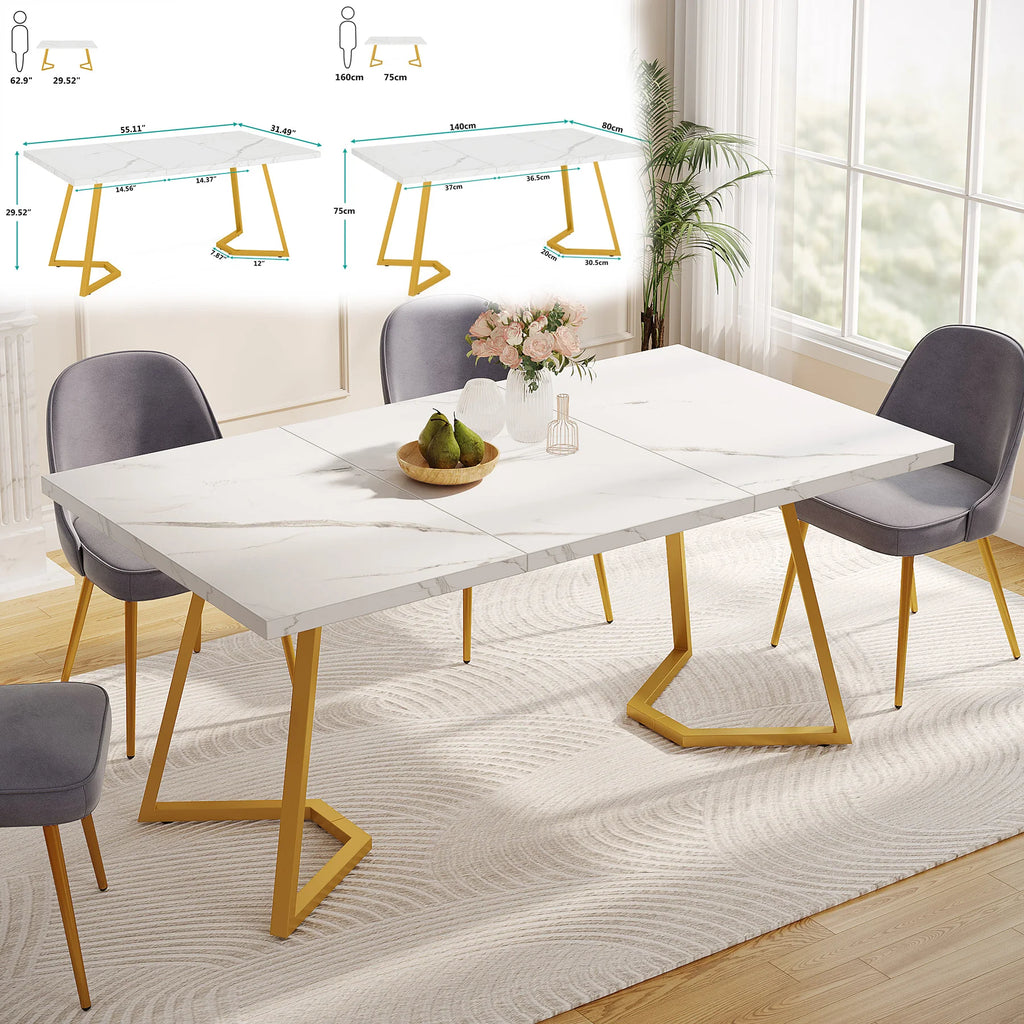 Dining Table with Faux Marble Table Top