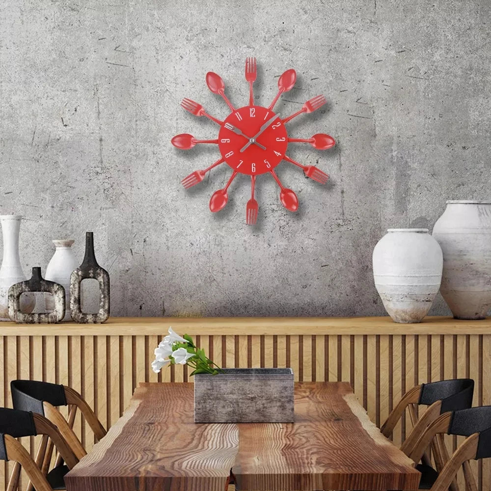 Kitchen Wall Clock Spoon Fork