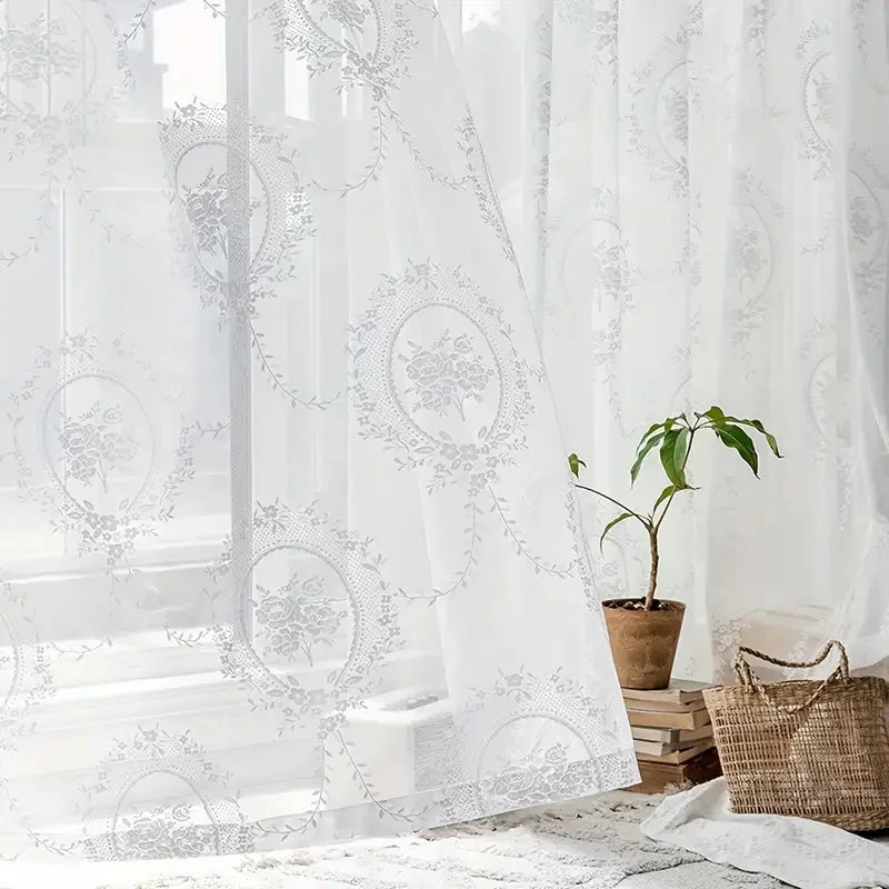 Classic Embroidered Woven Lace Window Sheer