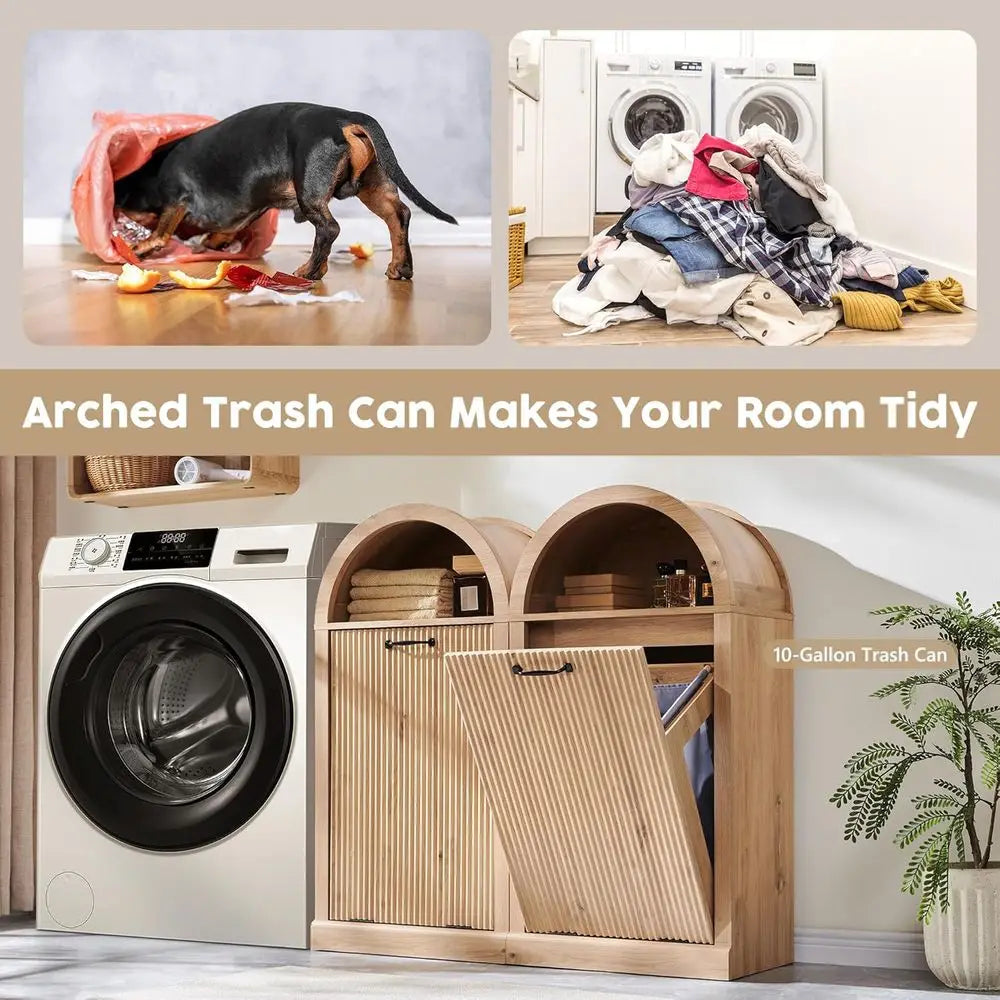 Arched Tilt-Out Trash Can Cabinet