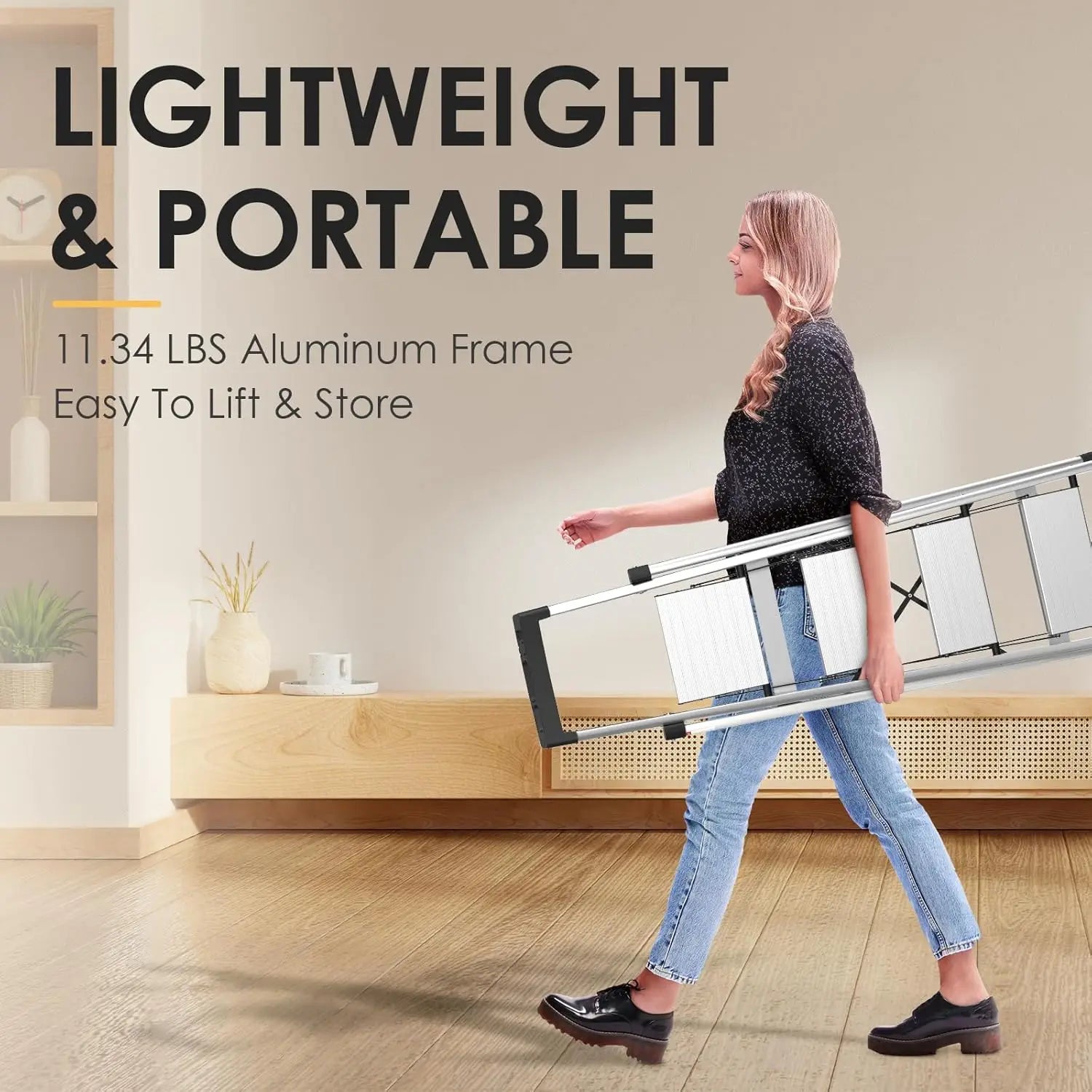 4 Step Ladder Aluminum Ladder with Tool Tray