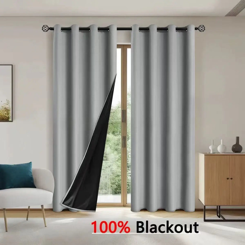 1pc Solid Blackout Curtains with Grommets