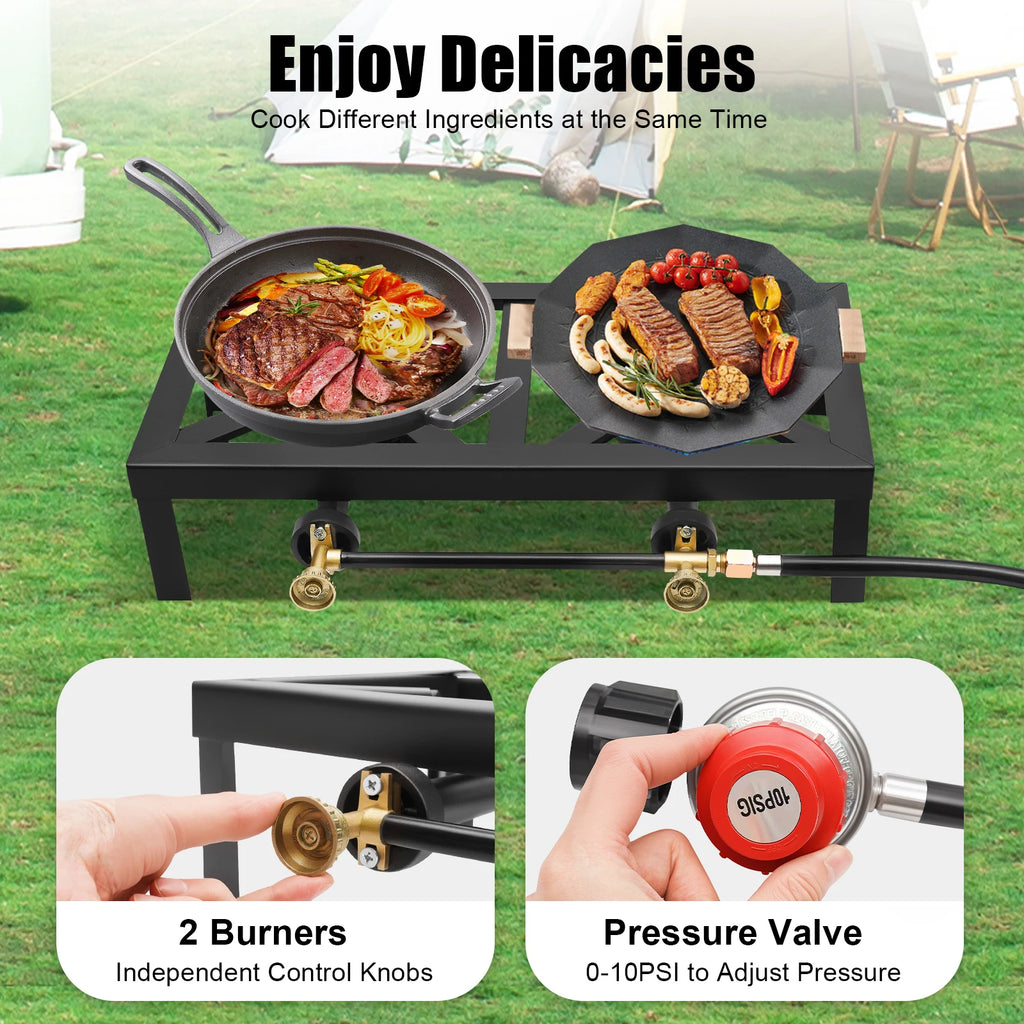 Portable Double Burner Outdoor Gas Stove