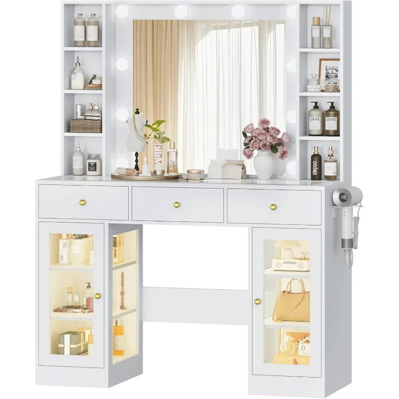 Makeup Vanity Desk with Mirror and Lights