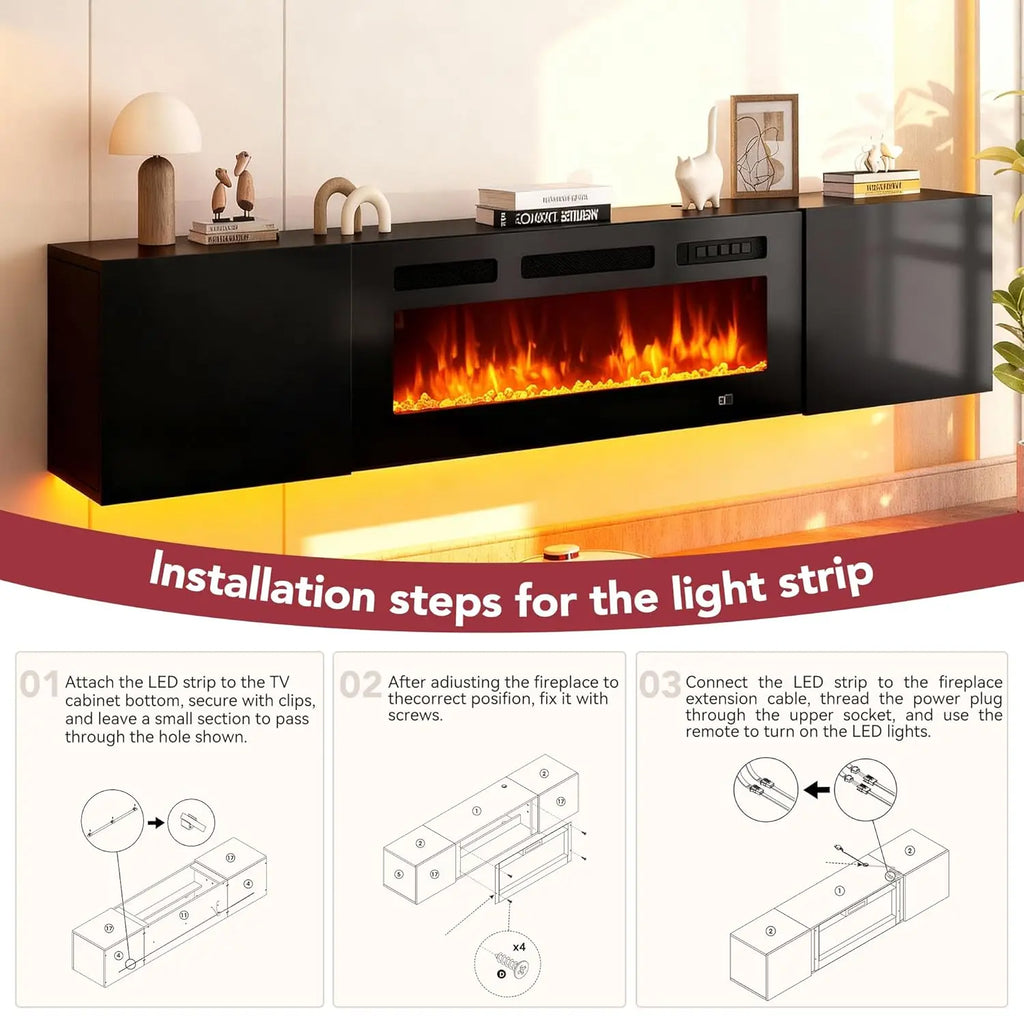 70'' Floating TV  Electric Fireplace