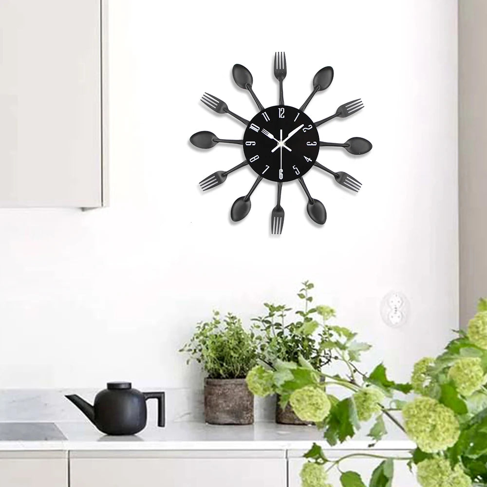 Kitchen Wall Clock Spoon Fork