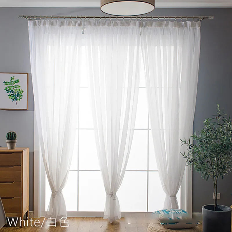 Solid Color Voile Sheer Tulle Curtains