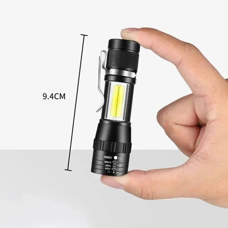 Mini Portable Flashlight Zoomable Rechargeable