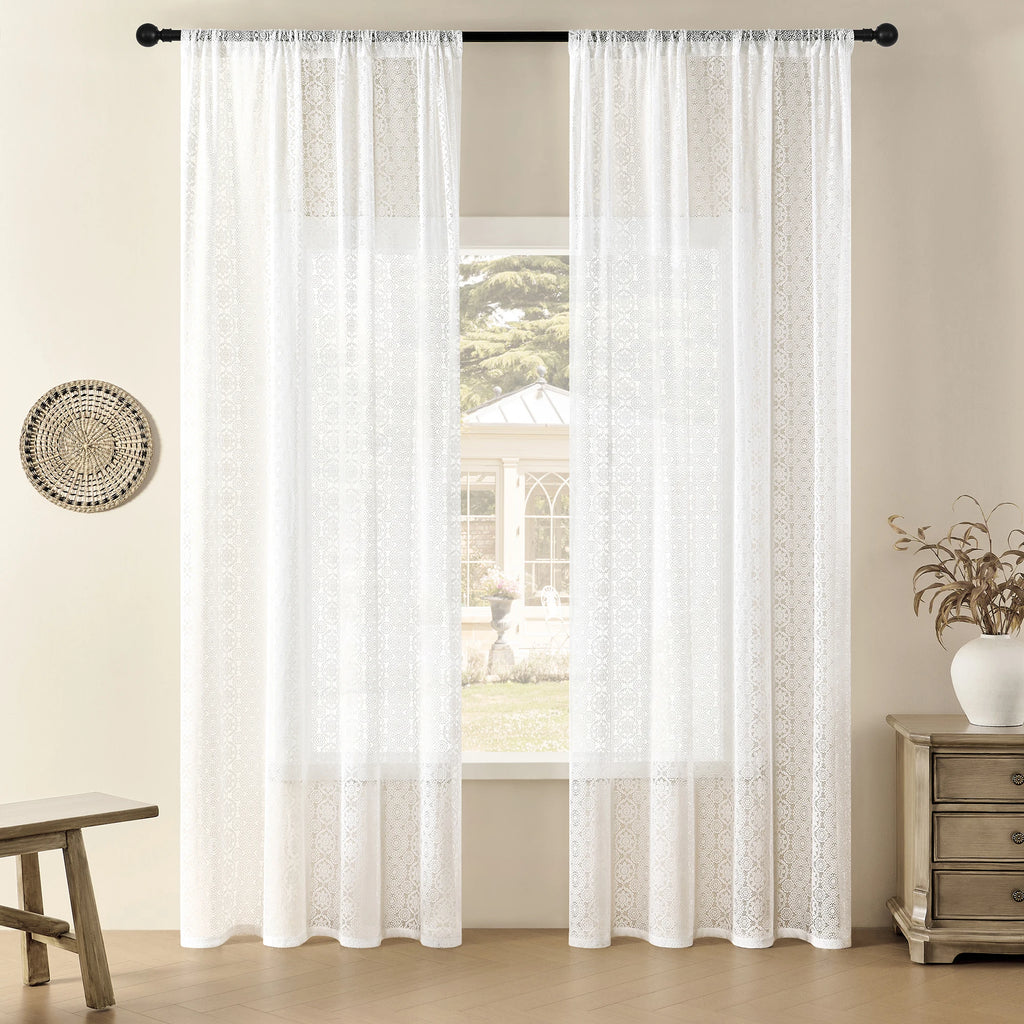 Classic Embroidered Woven Lace Window Sheer