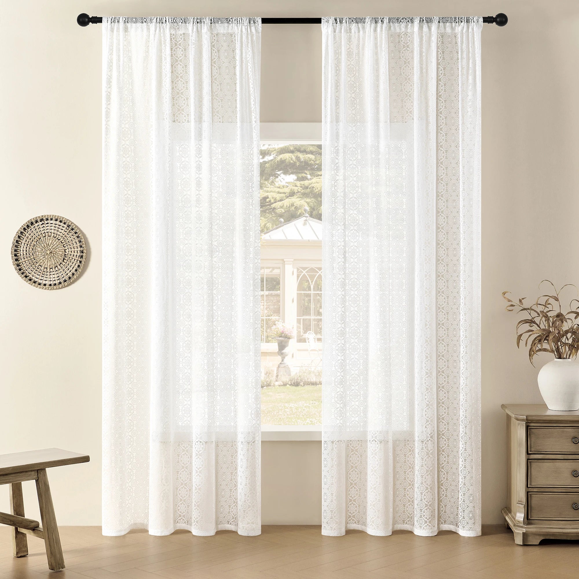 Classic Embroidered Woven Lace Window Sheer