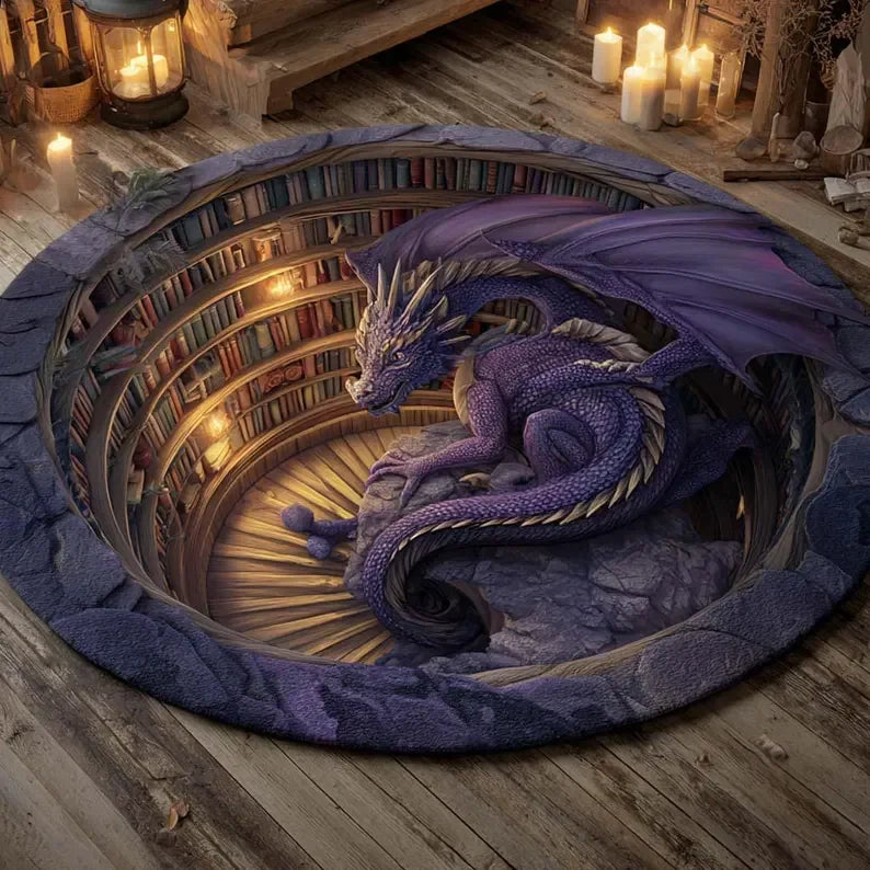 Fantasy Dragon 3D Round Carpet