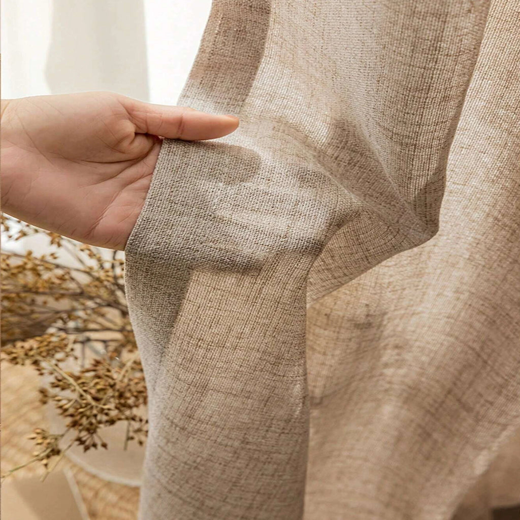 1pc Japanese Style Linen Curtain ,Light Filtering