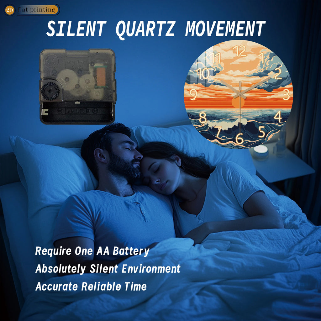 Vibrant Sunset Ocean Waves Wall Clock