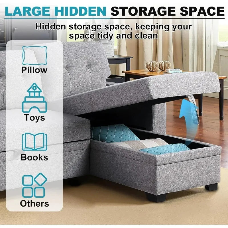 L-Shaped Sleeper Sofa with Storage Chaise,