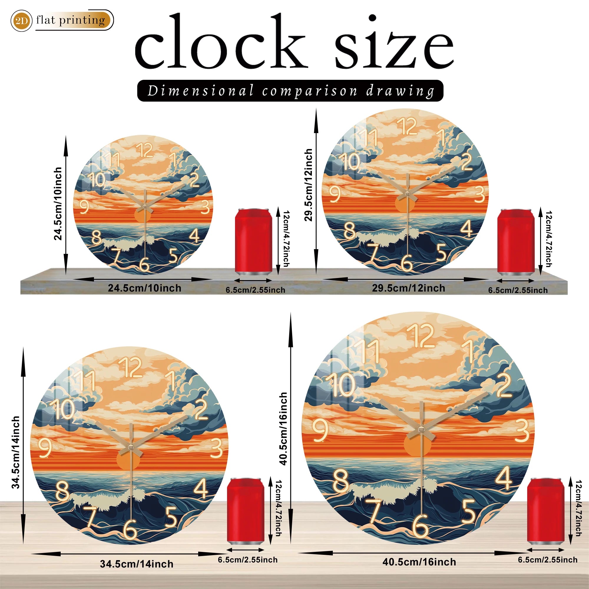 Vibrant Sunset Ocean Waves Wall Clock