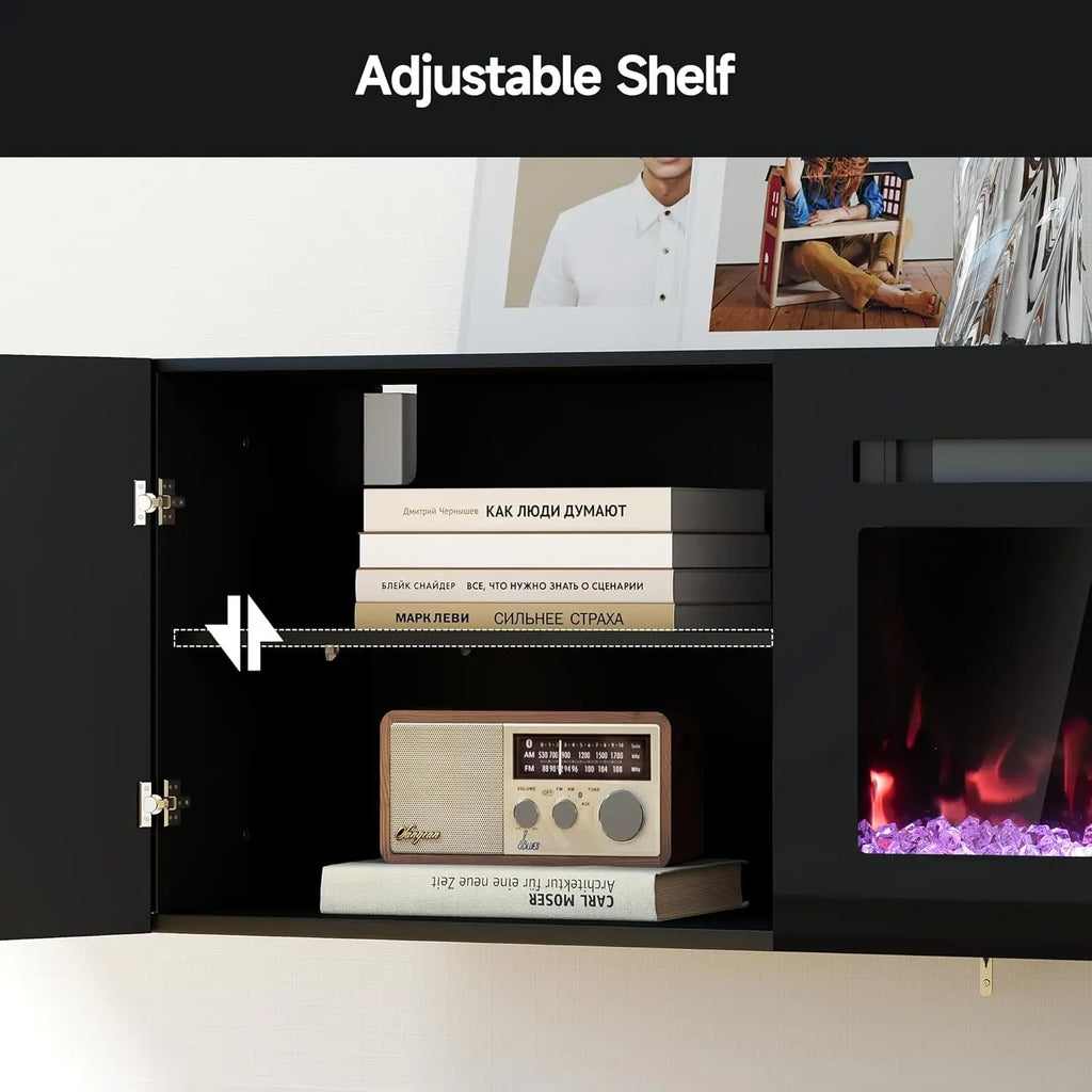 80in Floating TV Stand with Electric Fireplace