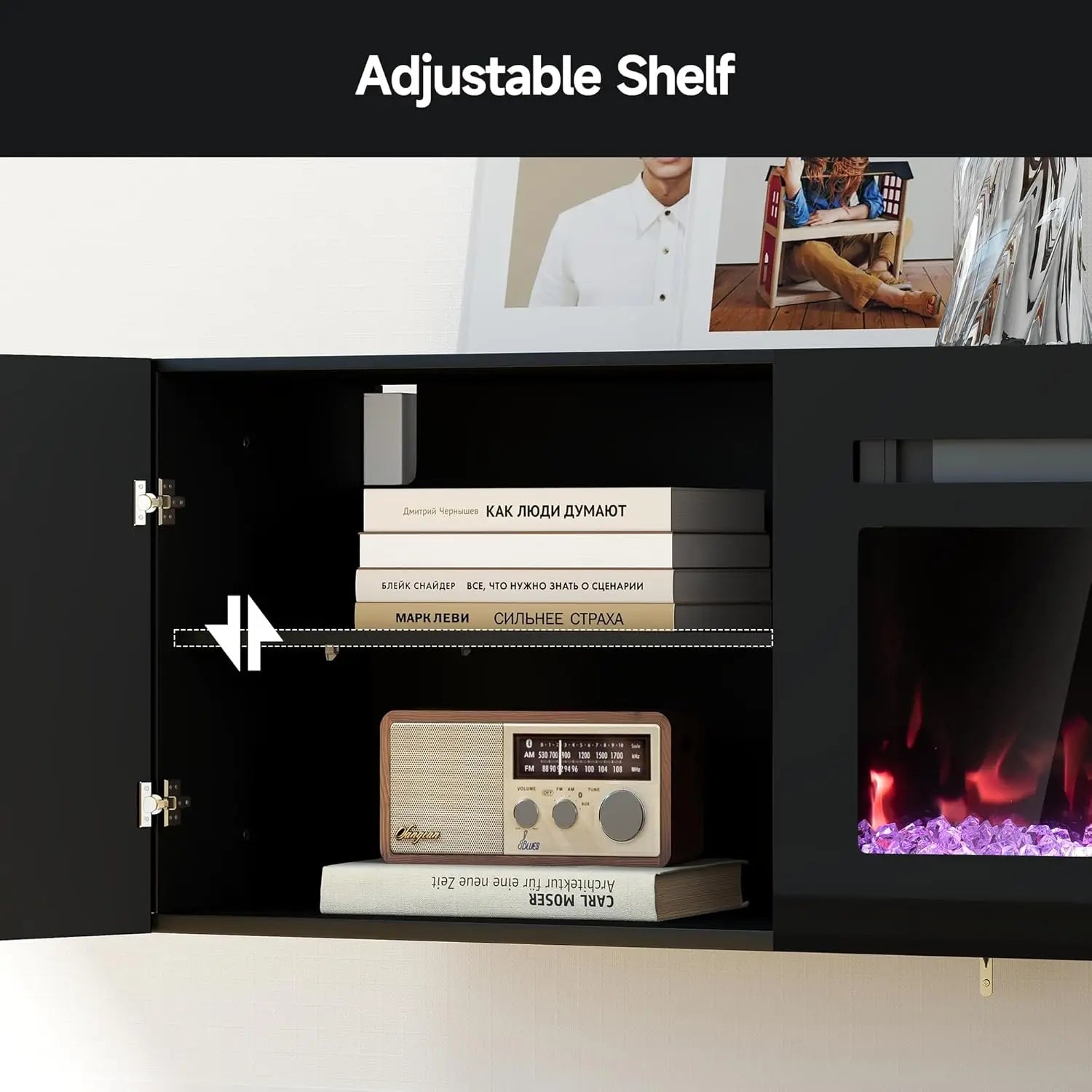 80in Floating TV Stand with Electric Fireplace
