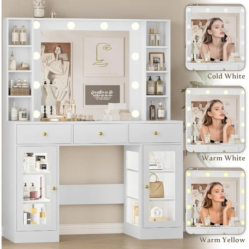 Makeup Vanity Desk with Mirror and Lights