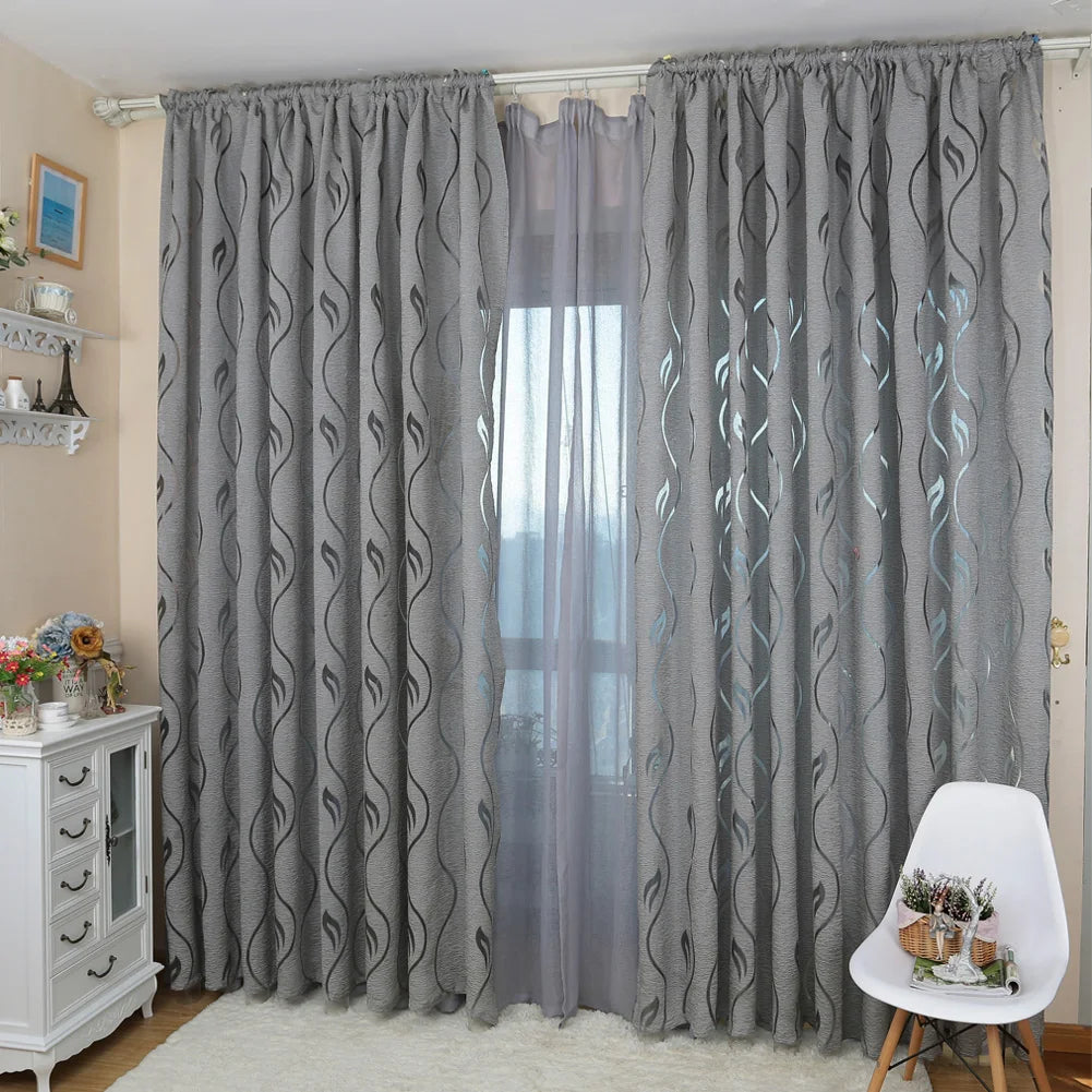 Grey Jacquard Curtains 1PC