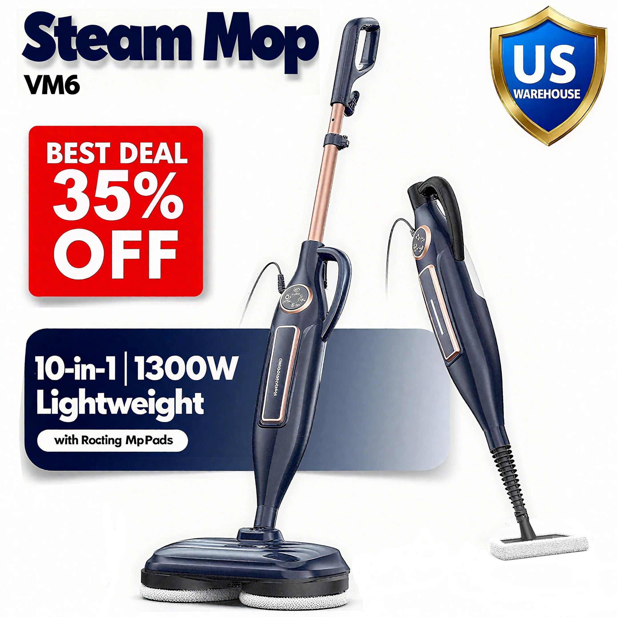 Steam Mop Cleaner with Rotating Mop Pad