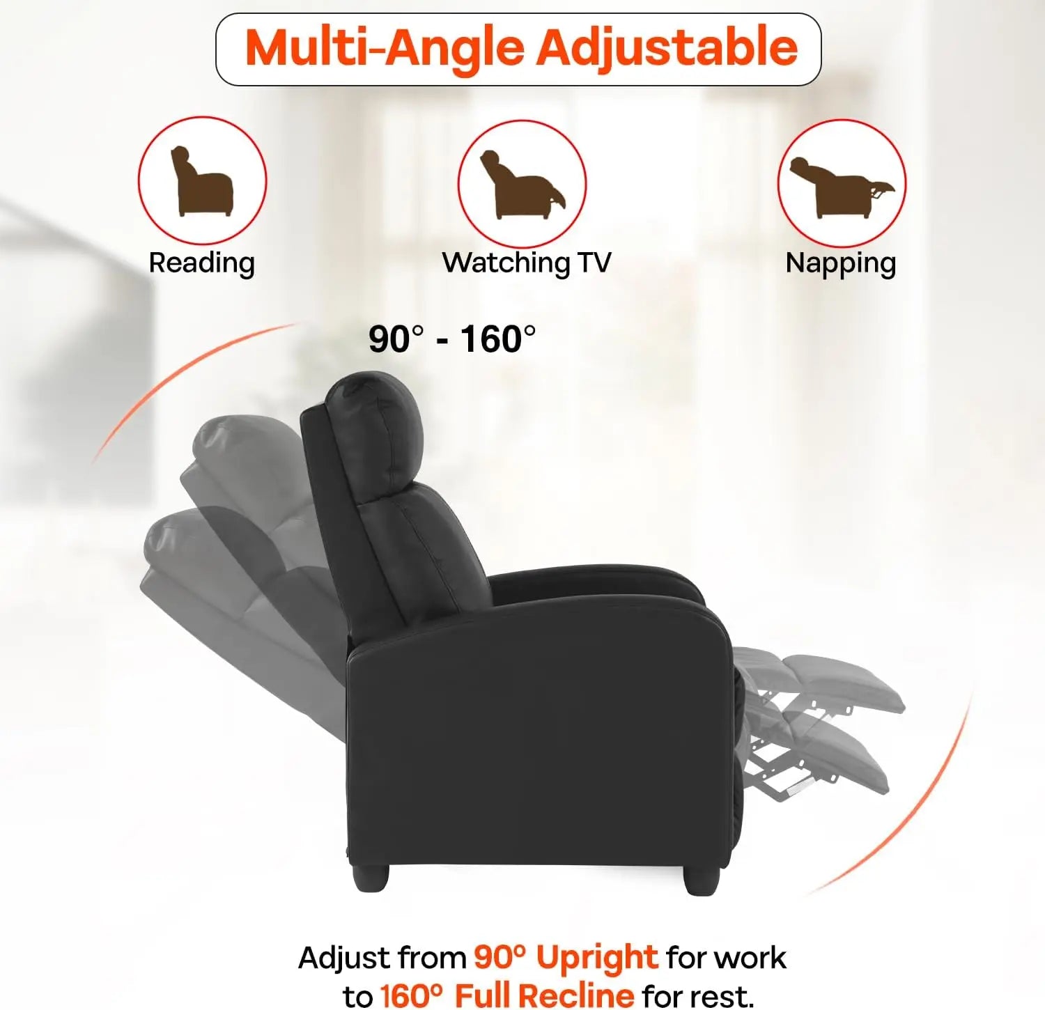 Massage Recliner with  Black Leather