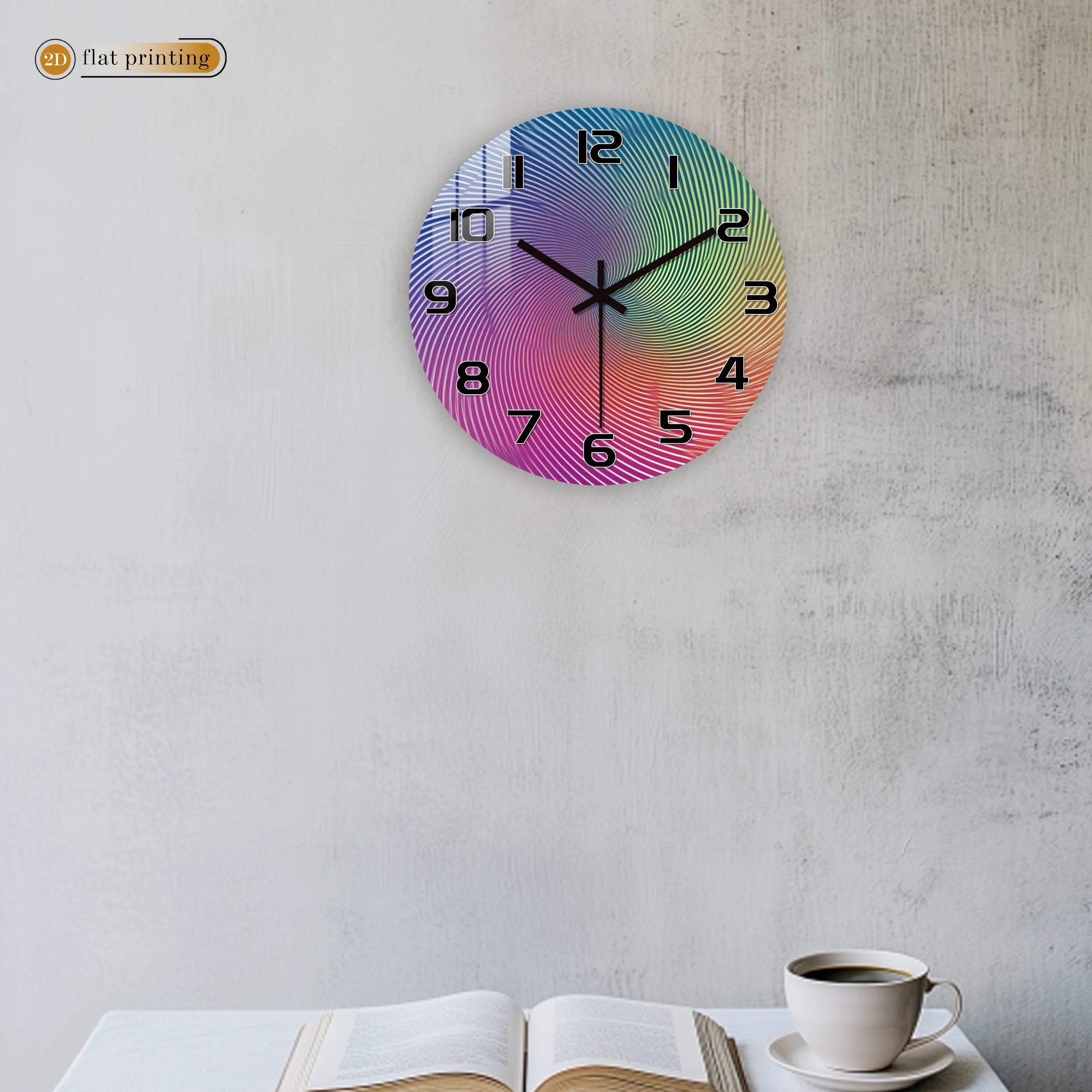 Vibrant Abstract Spiral Pattern Wall Clock, Silent Quartz Movement, Modern Home Office Decorative Timepiece with Bold Numbers