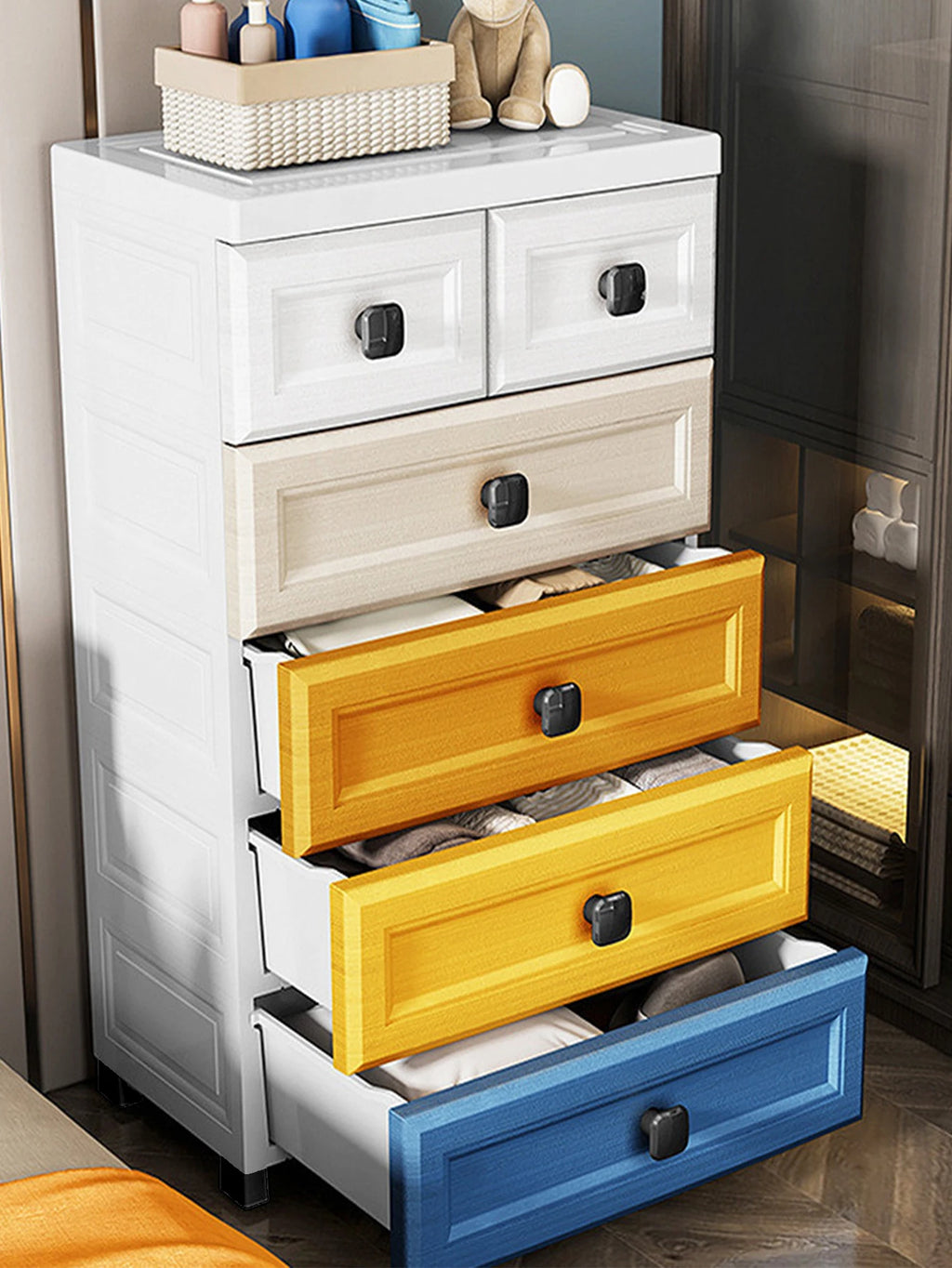 Storage Cabinet with Drawers with Wheels