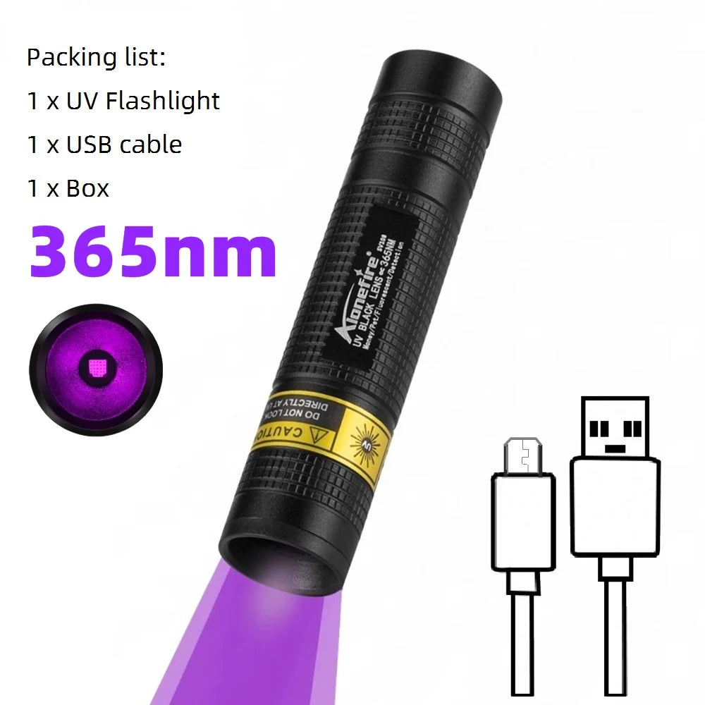 Mini UV Led Blacklight Flashlight Rechargeable, Pet Stain Leakage Marker