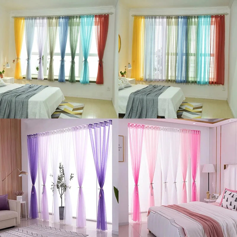 Solid Color Voile Sheer Tulle Curtains