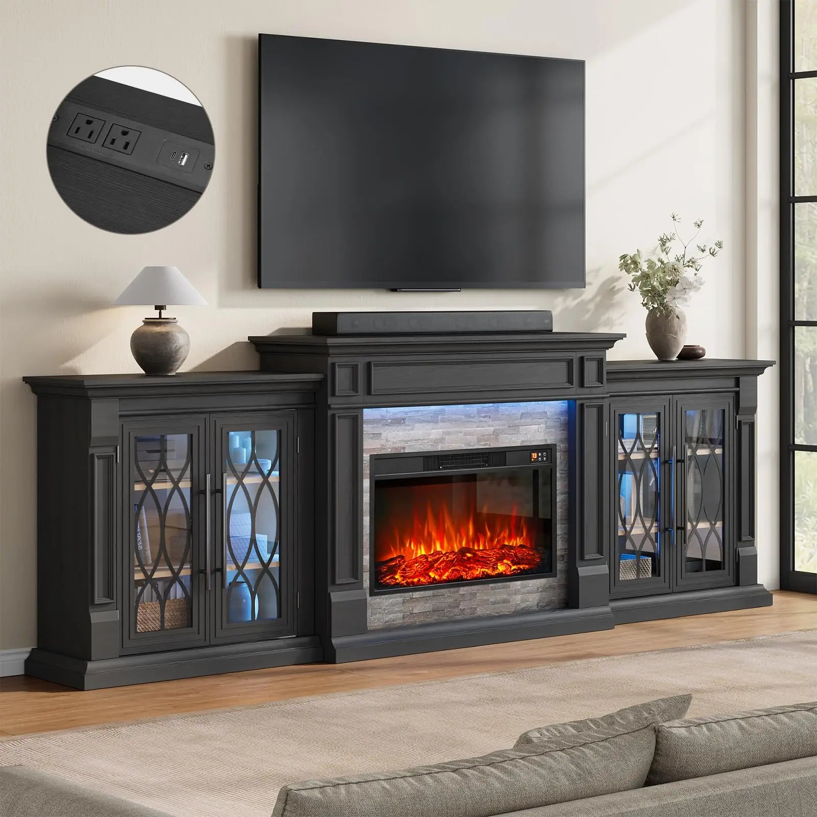 Electric Fireplace with Mantel