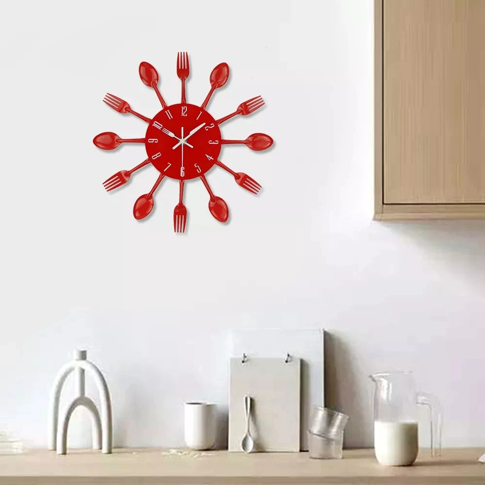 Kitchen Wall Clock Spoon Fork