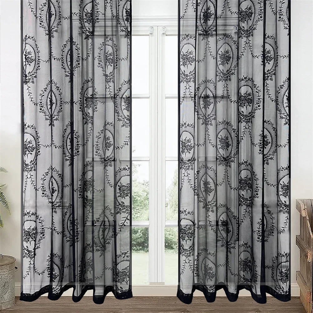 Classic Embroidered Woven Lace Window Sheer
