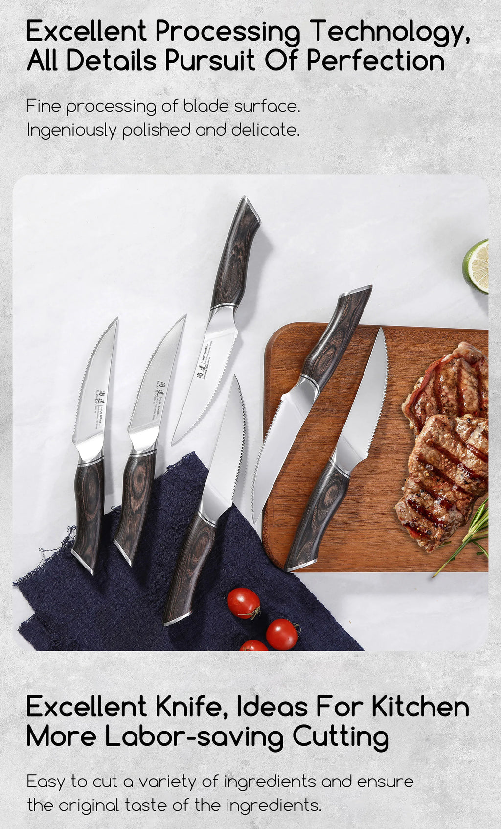 Steak Knife ,High Carbon Steel with Pakkawood Handle