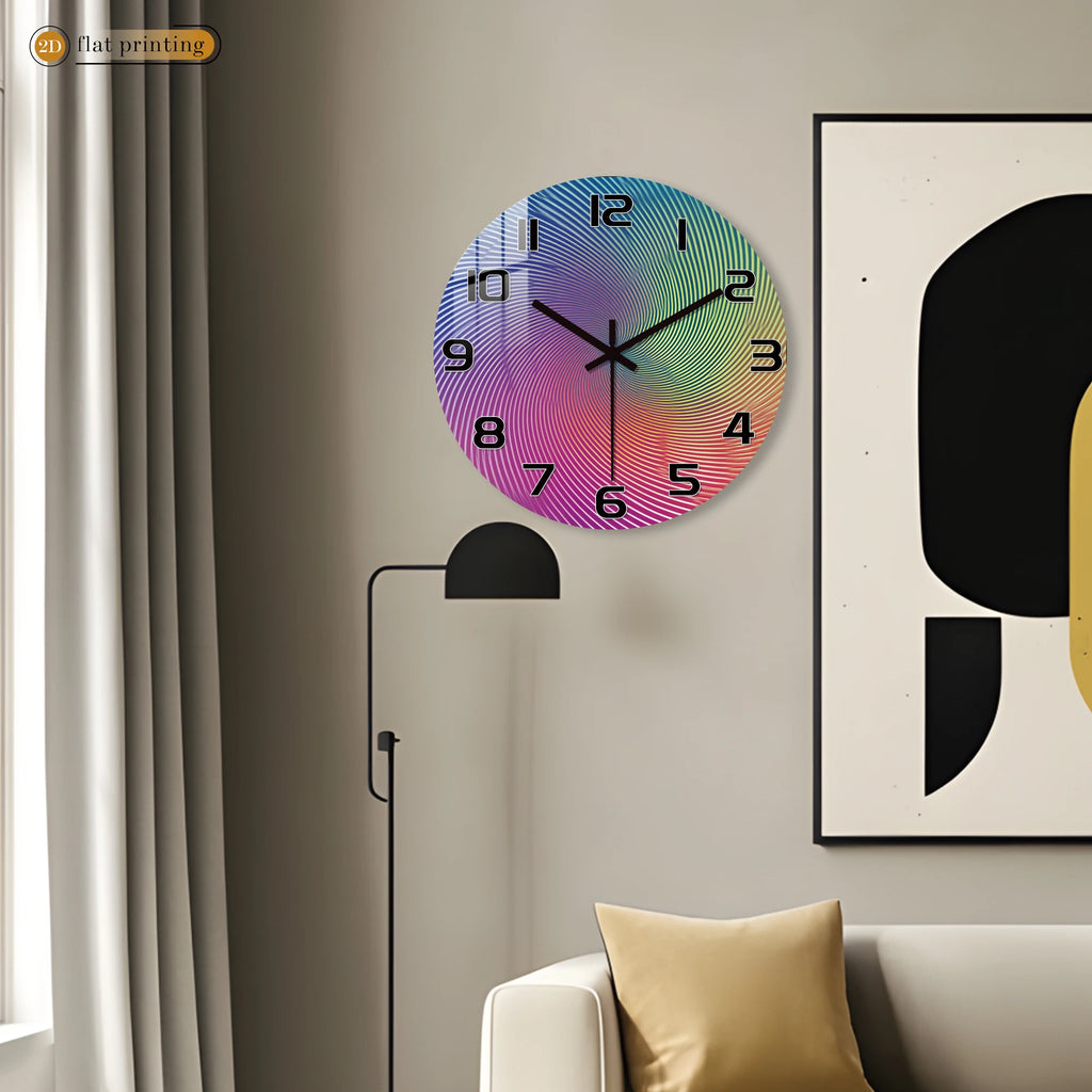 Vibrant Abstract Spiral Pattern Wall Clock, Silent Quartz Movement, Modern Home Office Decorative Timepiece with Bold Numbers