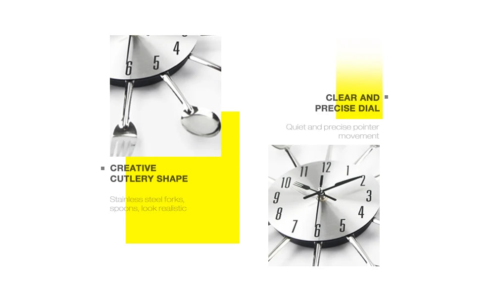 Kitchen Wall Clock Spoon Fork