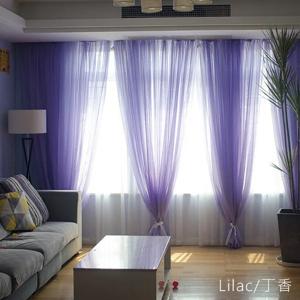 Solid Color Voile Sheer Tulle Curtains